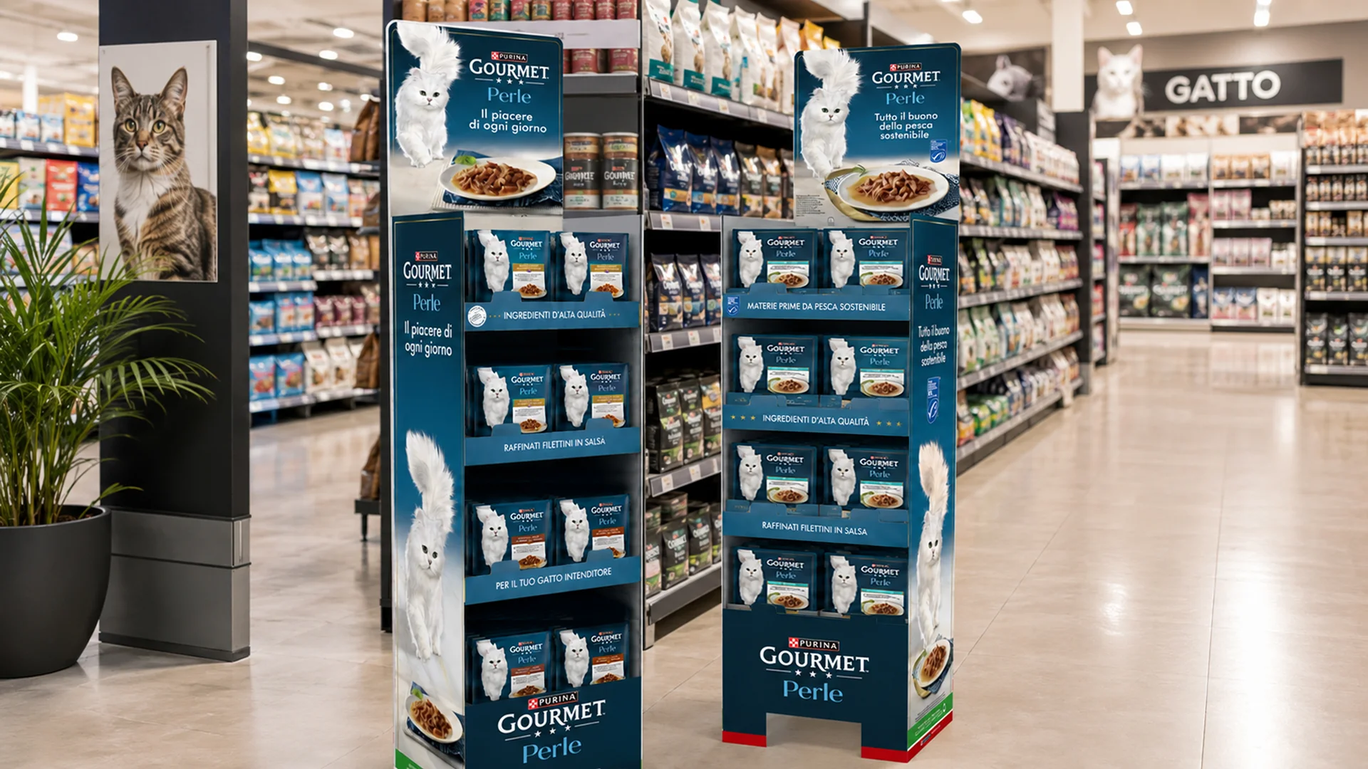 Gli espositori retail realizzati per il rilancio di Gourmet Perle da ATC - All Things Communicate
