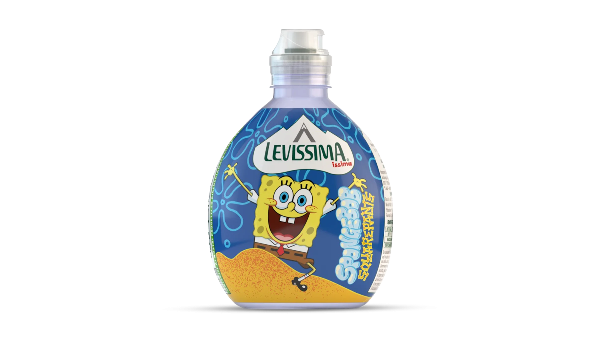 Una delle bottigliette della gamma in edizione limitata Issima Spongebob realizzata da ATC