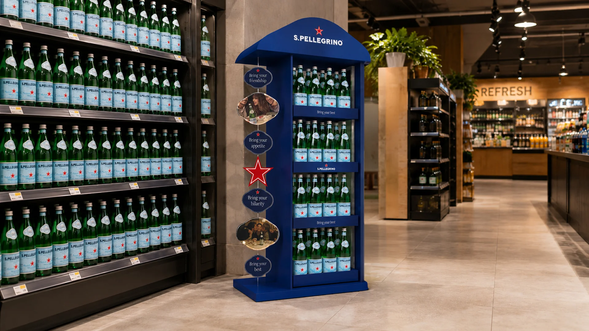 L'espositore realizzato da ATC per il toolkit di materiali in-store S.Pellegrino Bring Your Best