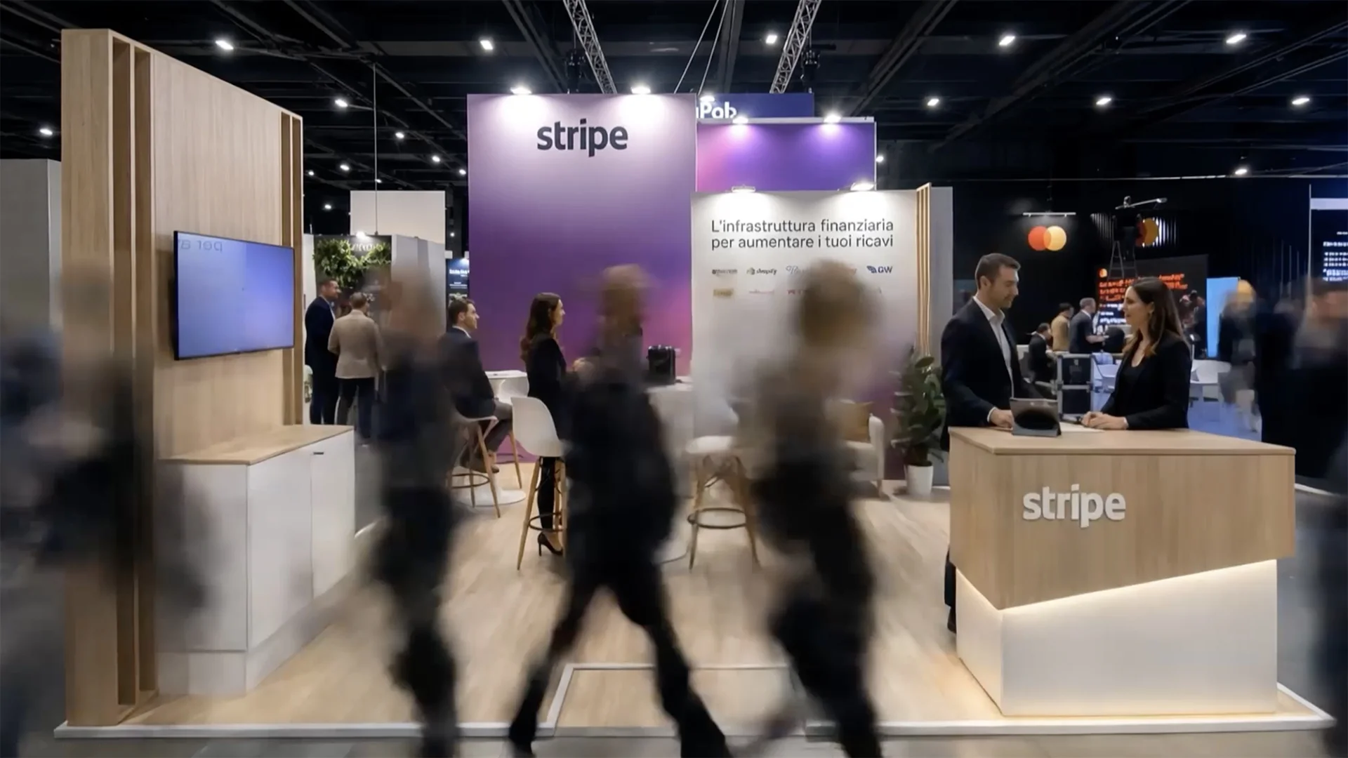 Lo stand Stripe a Netcomm Forum 2026, realizzato da ATC