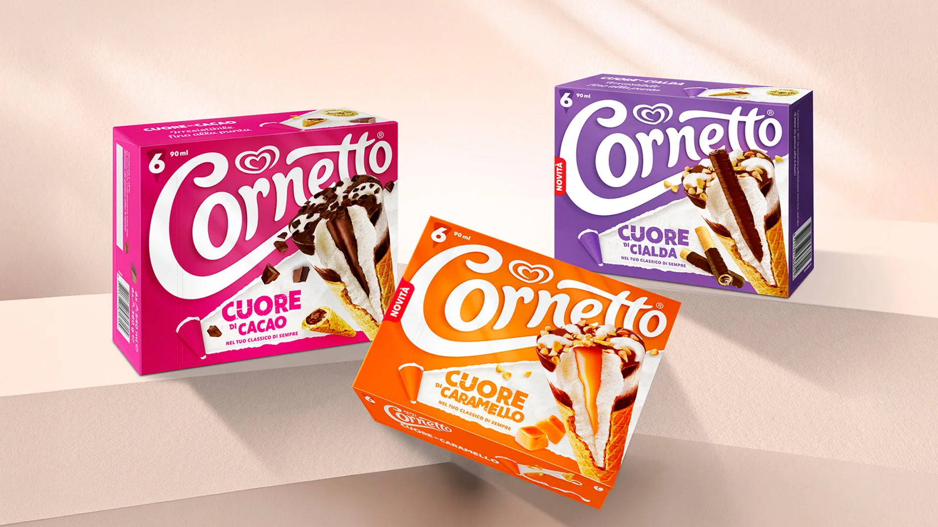 I packaging della linea Cornetto Algida Cuore di realizzati da ATC e Reverse