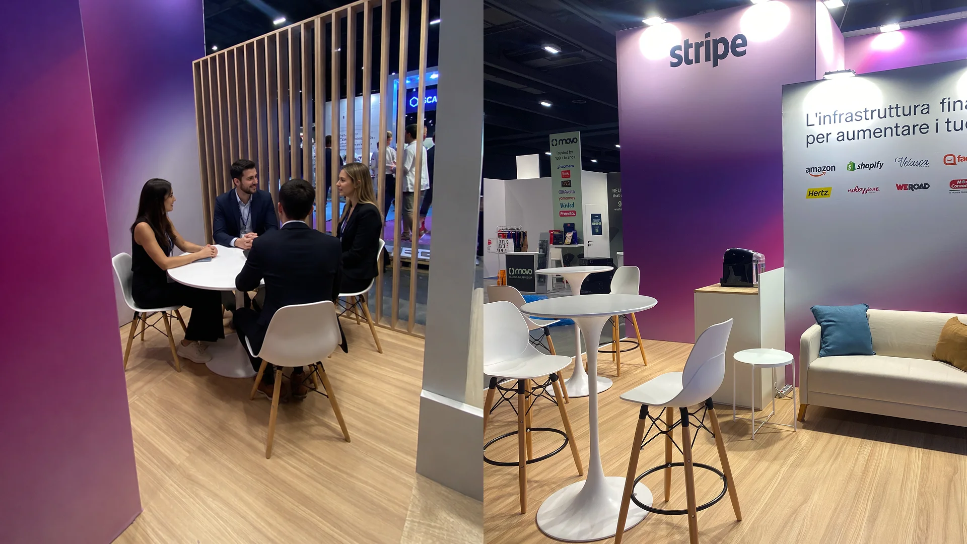 Lo stand Stripe progettato e sviluppato da ATC per Netcomm Forum 2026
