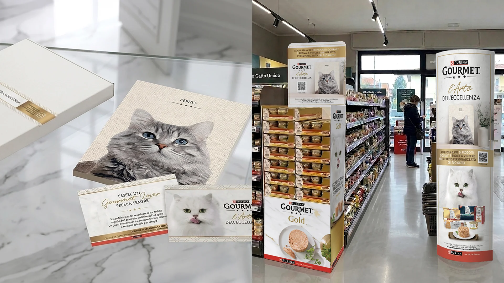 Materiali in-store e dedicati al concorso promozionale L'arte dell'eccellenza per Gourmet Gold
