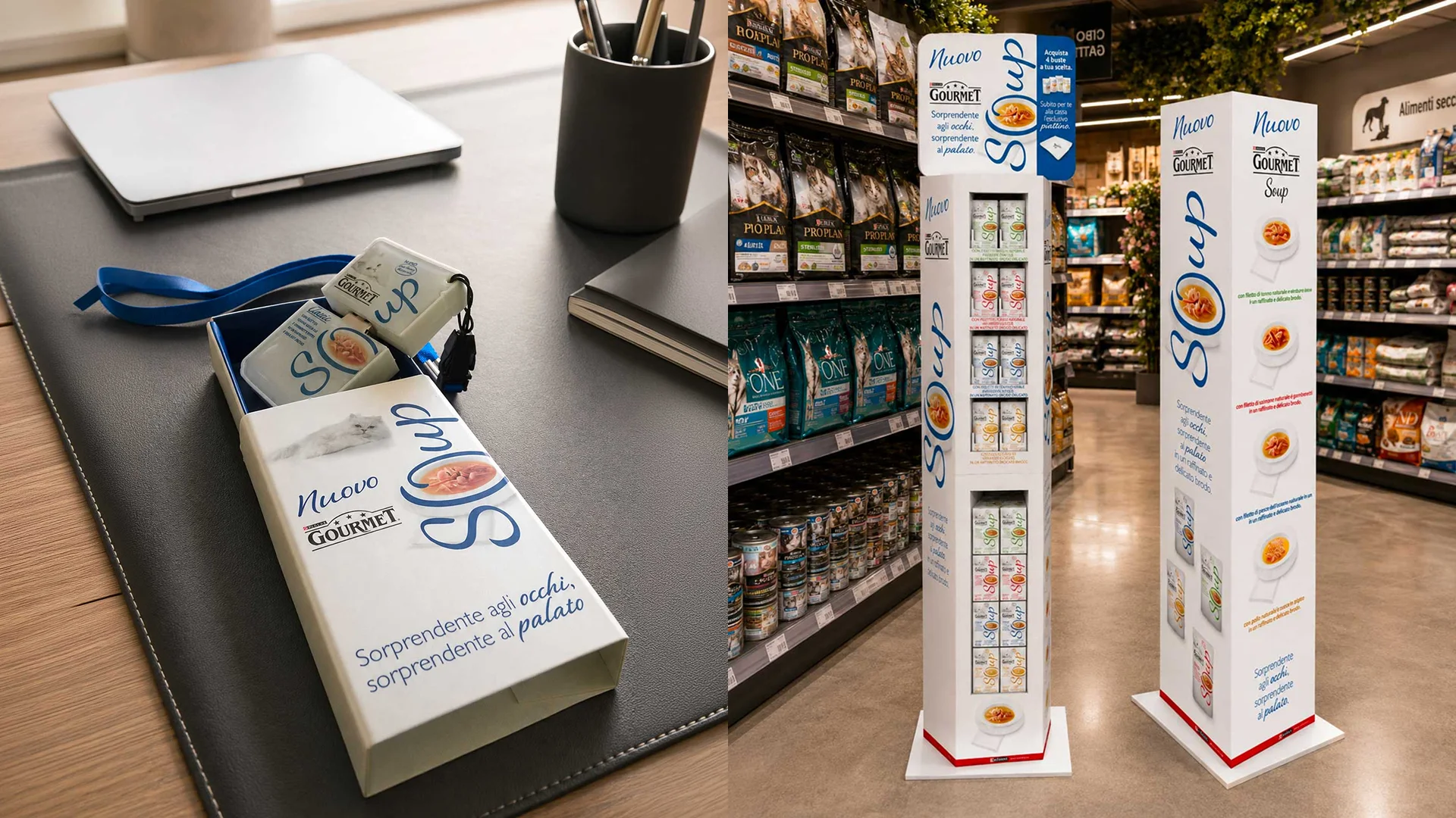 Materiali promo realizzati per il lancio europeo della gamma Gourmet Soup