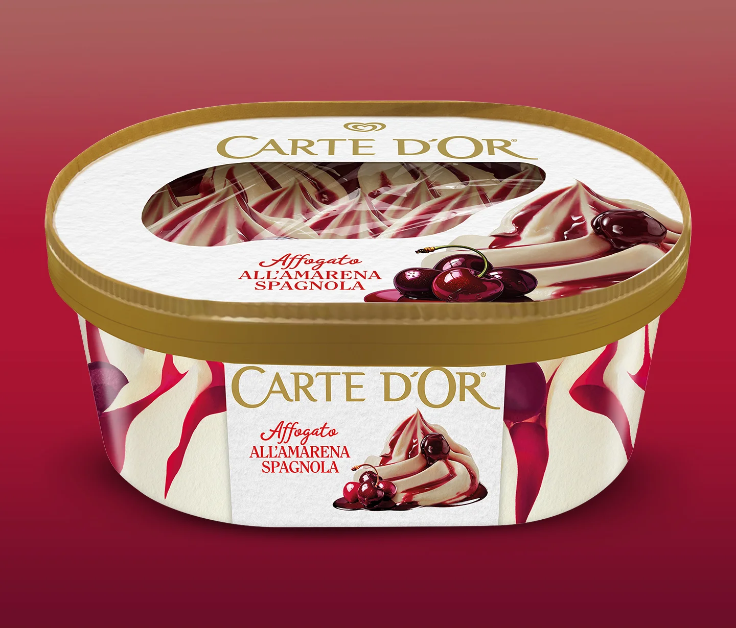 Il nuovo packaging per Carte D'Or Affogato all'Amarena spagnola