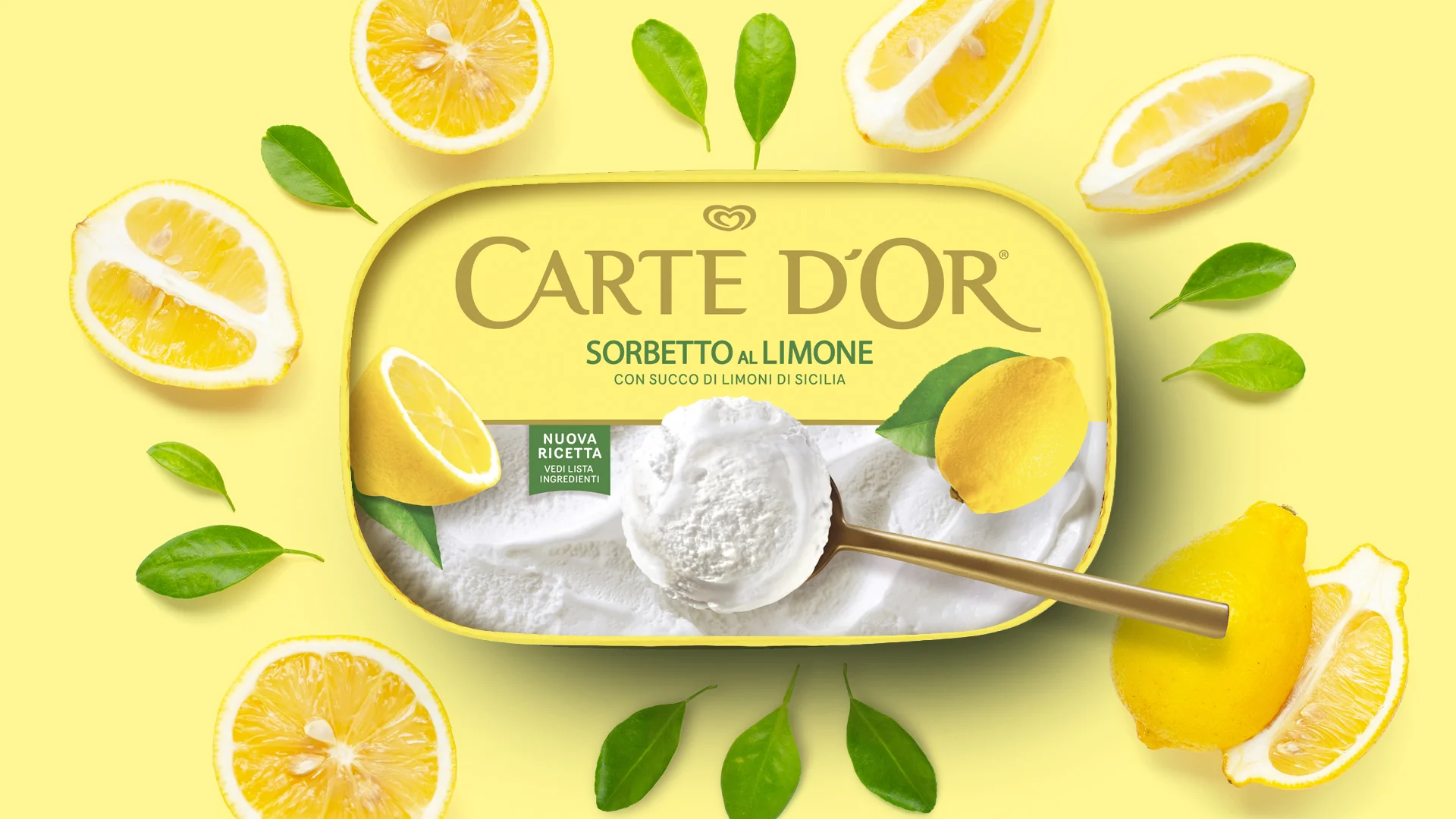 Il restyling del packaging di Carte D'Or Classici Sorbetto al limone